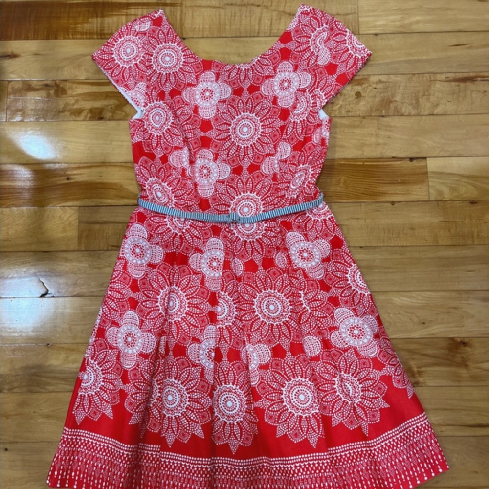 Elegant Red Floral Midi Dress
